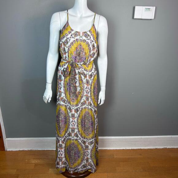 Anthropologie Akemi + Kin maxi dress Medium strappy gold blouson lightweight NWT - Picture 5 of 16